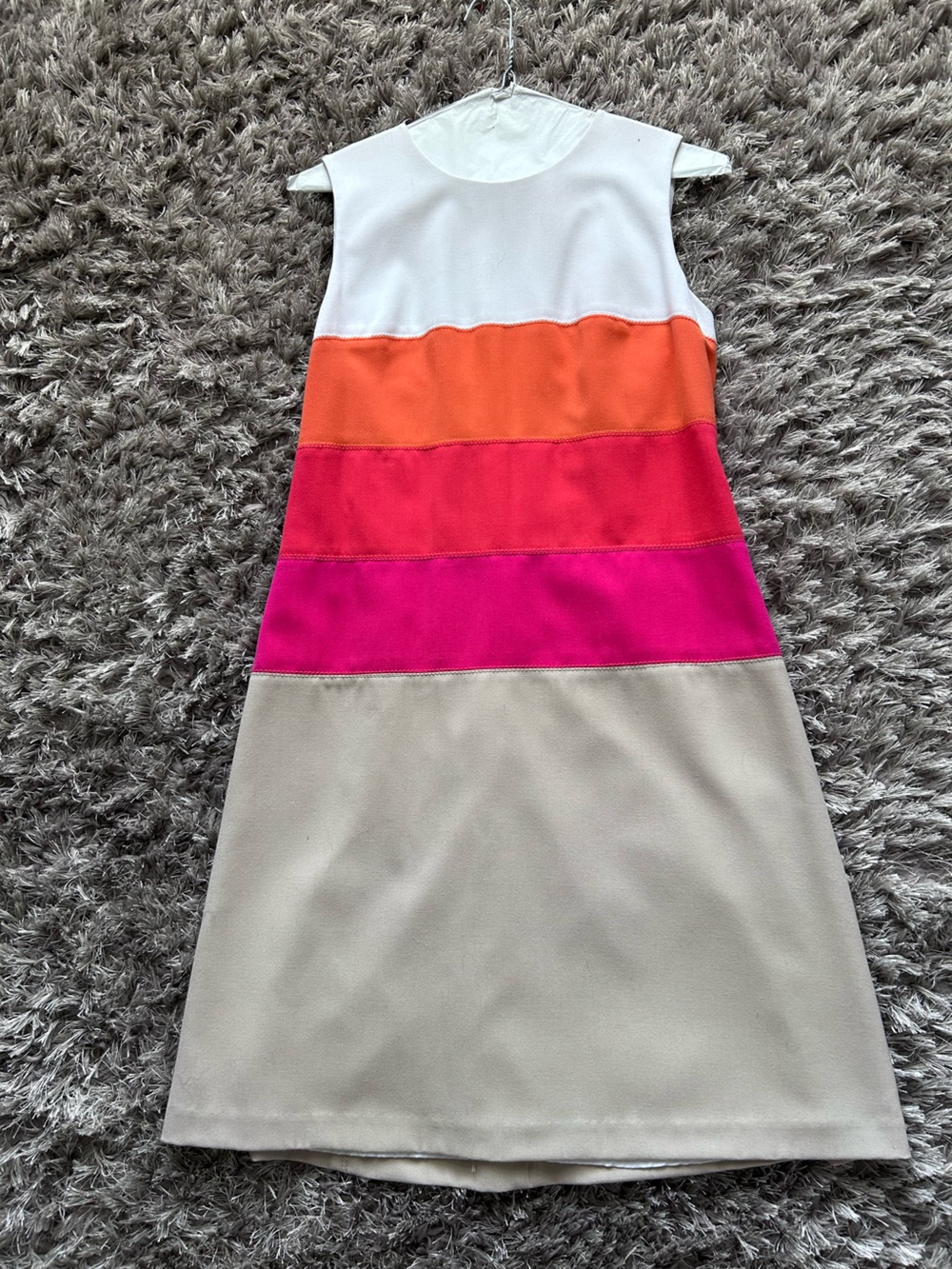 Calvin Klein White, Orange, Pink & Beige Colorblock Pencil Dress